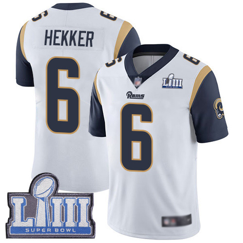 Los Angeles Rams Limited White Men Johnny Hekker Road Jersey NFL Football #6 Super Bowl LIII Bound Vapor Untouchable->youth nfl jersey->Youth Jersey